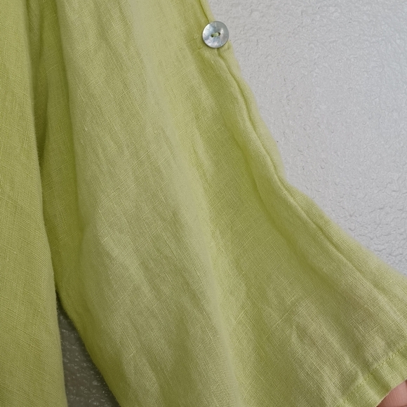 Match Point 100% Linen Artsy Lagenlook Lime Tunic Top - Picture 8 of 16